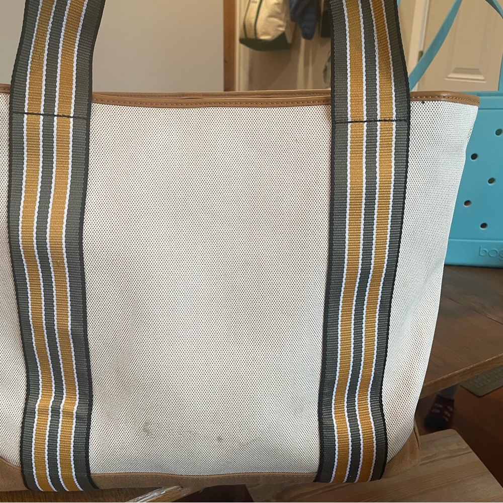 Paravel Tote Bag with Striped Olive & Tan Straps - Picture 6 of 8